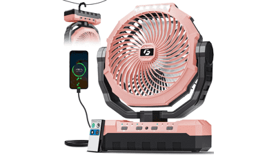 FRIZCOL 3-in-1 Portable Rechargeable Camping Fan with Light