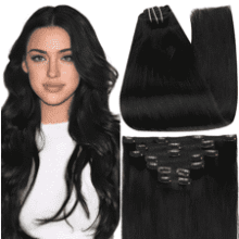 Full Shine 24" Black Remy Hair Clip‑Ins (7 Pack)