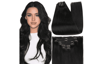 Full Shine 24" Black Remy Hair Clip‑Ins (7 Pack)