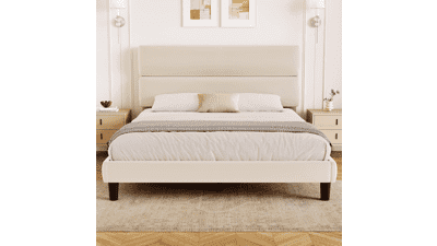 GRUSIGN Queen Velvet Platform Bed Frame