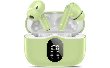 Grass Green 2026 Bluetooth 5.4 Wireless Earbuds – Noise Cancelling, LED, Waterproof