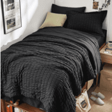 HYMOKEGE Black Twin XL Seersucker Comforter Set - 5 Pieces