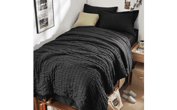 HYMOKEGE Black Twin XL Seersucker Comforter Set - 5 Pieces