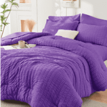 HYMOKEGE Purple Twin XL Seersucker Bedding Set