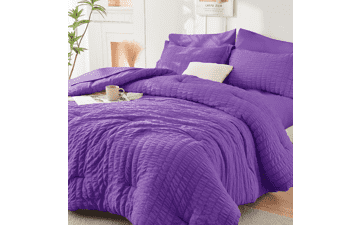 HYMOKEGE Purple Twin XL Seersucker Bedding Set