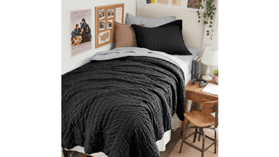 HYMOKEGE Twin XL Seersucker Comforter Set – 5 Piece All-Season Bedding
