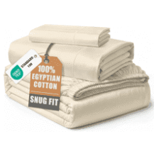 LANE LINEN Twin Egyptian Cotton Sateen Sheets - 3-Piece Ivory Set