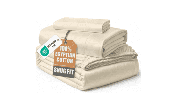 LANE LINEN Twin Egyptian Cotton Sateen Sheets - 3-Piece Ivory Set