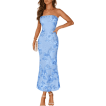 MEROKEETY Women's Summer Floral Strapless Maxi Dress