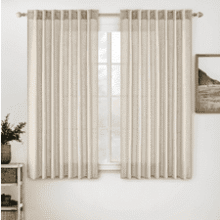 MIULEE Beige Linen Curtains 52x45 2 Panels