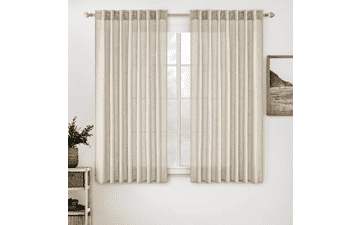 MIULEE Beige Linen Curtains 52x45 2 Panels