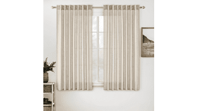 MIULEE Beige Linen Curtains 52x45 2 Panels