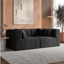 MONVANE 75" Black Chenille Loveseat Sofa