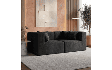 MONVANE 75" Black Chenille Loveseat Sofa