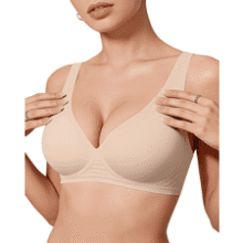 OEAK Women's Wireless Jelly Bralette – Deep V, Push-Up, No Underwire