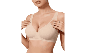 OEAK Women's Wireless Jelly Bralette – Deep V, Push-Up, No Underwire