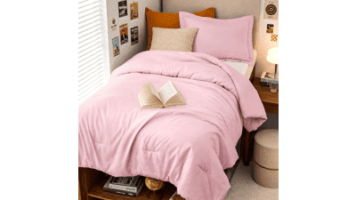 Pink Twin Comforter Set - Ultra Soft Down Alternative
