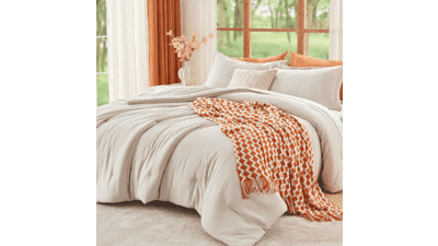 Queen Size Beige Comforter Set (3-Piece)