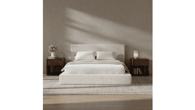 RECCI AirFrame Queen Bed Frame with Plush Headboard