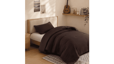 ROSGONIA Twin Comforter Set – Brown 2‑Piece Soft Bedding
