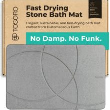 Stone Bath Mat – Diatomaceous Earth Non‑Slip Shower Mat, Quick‑Drying 23.5x15