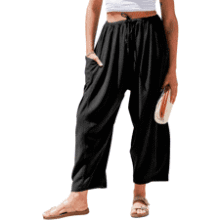 TARSE Women's Linen Palazzo Pants with Pockets