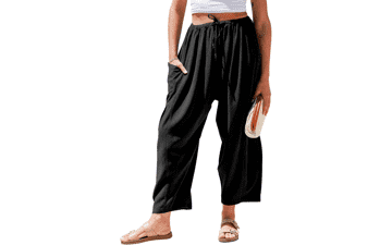 TARSE Women's Linen Palazzo Pants with Pockets