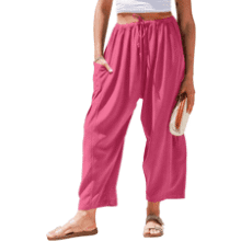 TARSE Women's Linen Palazzo Wide-Leg Pants