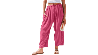 TARSE Women's Linen Palazzo Wide-Leg Pants