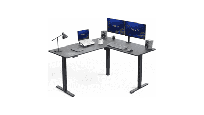 VIVO Black 63x55 L-Shaped Electric Standing Desk
