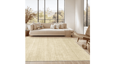 Washable 5x7 Non-Slip Brown Rug – Soft Low Pile, Foldable, Stain-Resistant