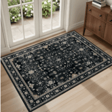 Washable Vintage Area Rug 2x3 Black