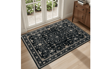 Washable Vintage Area Rug 2x3 Black