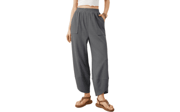 Xiaoxuemeng Women's Wide Leg Harem Pants – High Rise, Elastic Waist