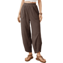 Xiaoxuemeng Women's Wide Leg Harem Pants – High Rise, Pocketed, Elastic Waist