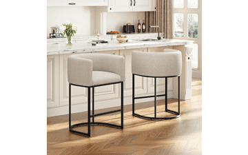 26" Counter Height Barrel Bar Stools Set of 2
