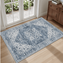 2x3 Area Rug Washable Vintage Blue