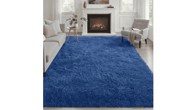 4x6 Blue Fluffy Shag Area Rug