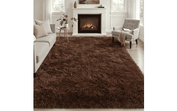 4x6 Fluffy Shag Area Rug Brown