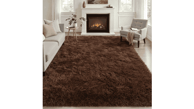 4x6 Fluffy Shag Area Rug Brown