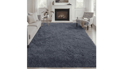 4x6 Grey Fluffy Shag Area Rug