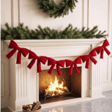6 Ft Red Velvet Bow Christmas Garland