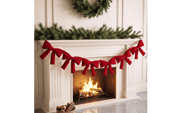 6 Ft Red Velvet Bow Christmas Garland