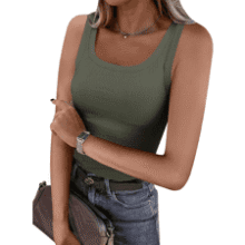 ANRABESS Square Neck Ribbed Tank Tops