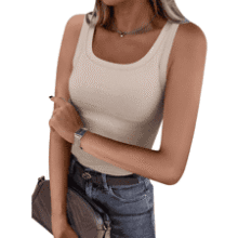 ANRABESS Women's Square Neck Ribbed Tank Top