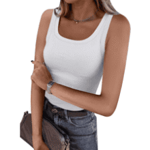 ANRABESS Womens Square Neck Ribbed Tank Top