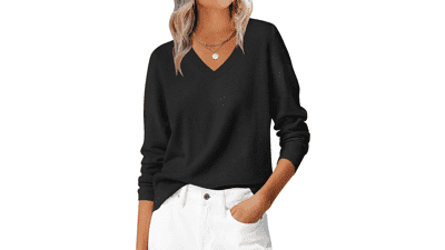 ANRABESS Women's V Neck Sweater Top