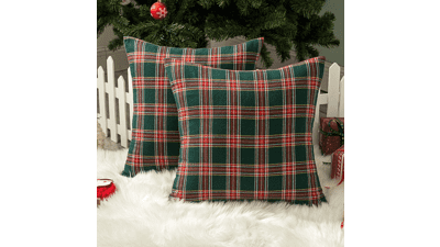 AQOTHES Christmas Plaid Pillow Covers