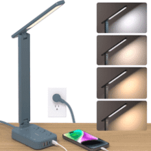 Addtam LED Desk Lamp with Power Strip