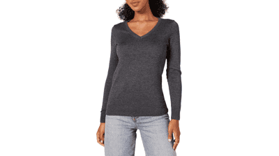 Amazon Essentials Women's Long-Sleeve V-Neck Sweater